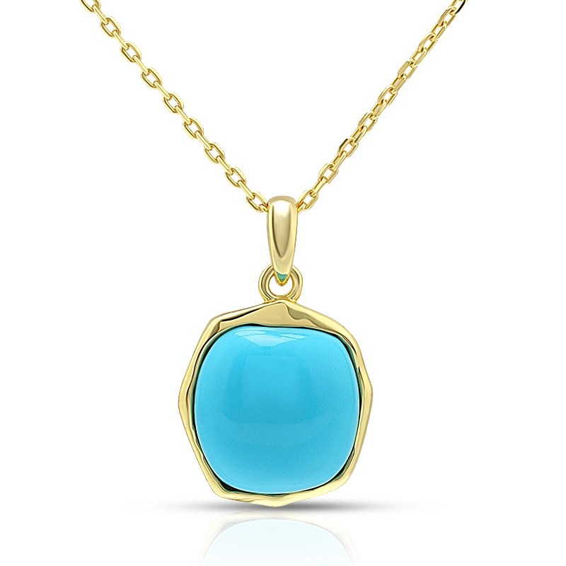 Irregular Synthetic Turquoise  Pendant Necklace 1