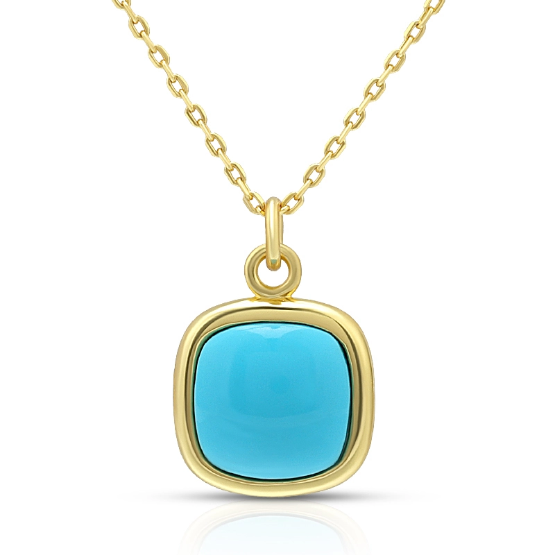 Geometric Square Synthetic Turquoise  Necklace 1