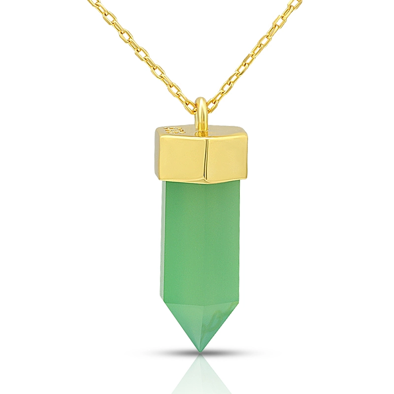 Geometric Hexaprism Cylinder Synthetic Turquoise Necklace 1