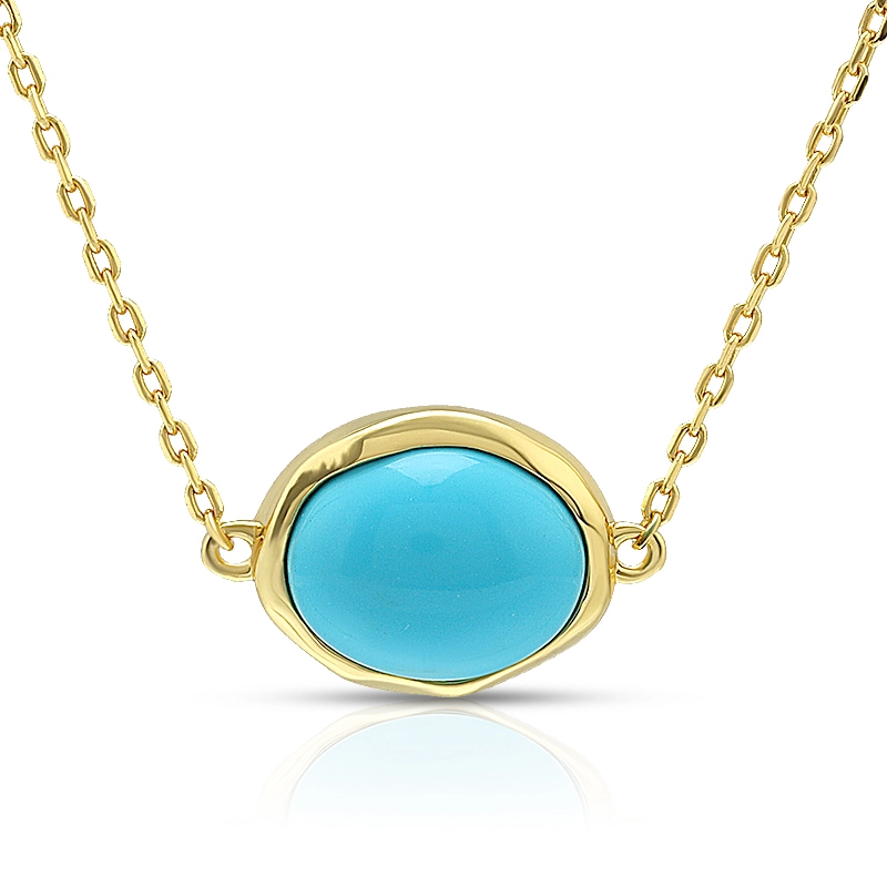 Geometric Oval Synthetic Turquoise  Necklace 1