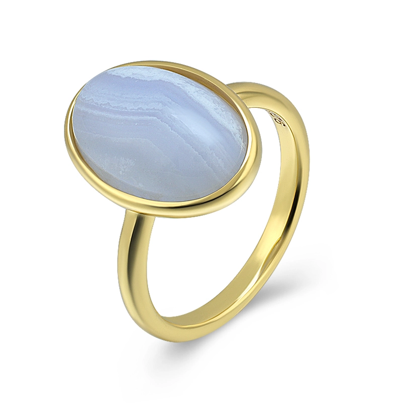 Oval Blue Primrose Colour Agate Ring 1