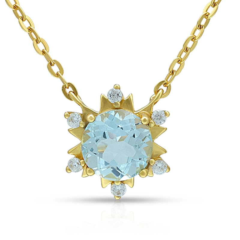 Sky Blue Sapphire Sun Necklace 1