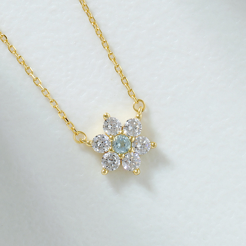 Sky Blue Sapphire Flower Necklace 3