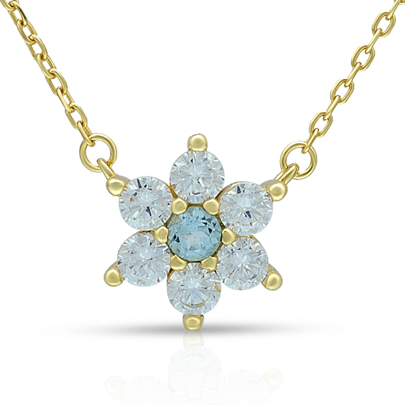 Sky Blue Sapphire Flower Necklace 1