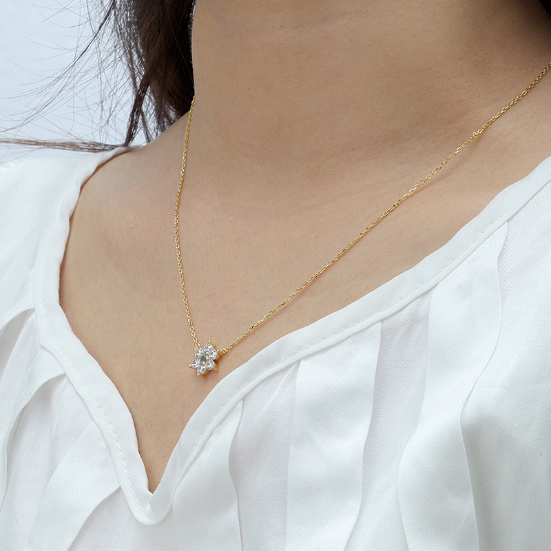 Sky Blue Sapphire Flower Necklace 7