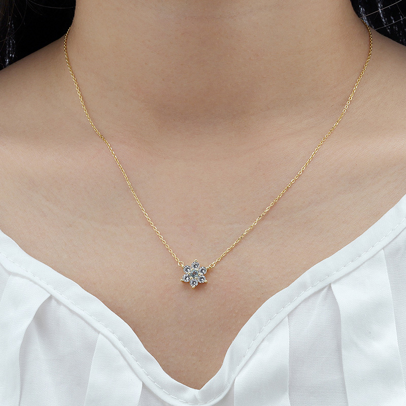 Sky Blue Sapphire Flower Necklace 6