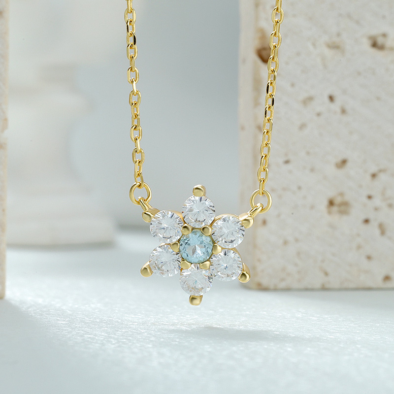 Sky Blue Sapphire Flower Necklace 5
