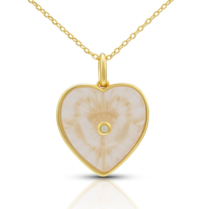 Rose Quartz Heart Shaped Evil Eye Necklace 1