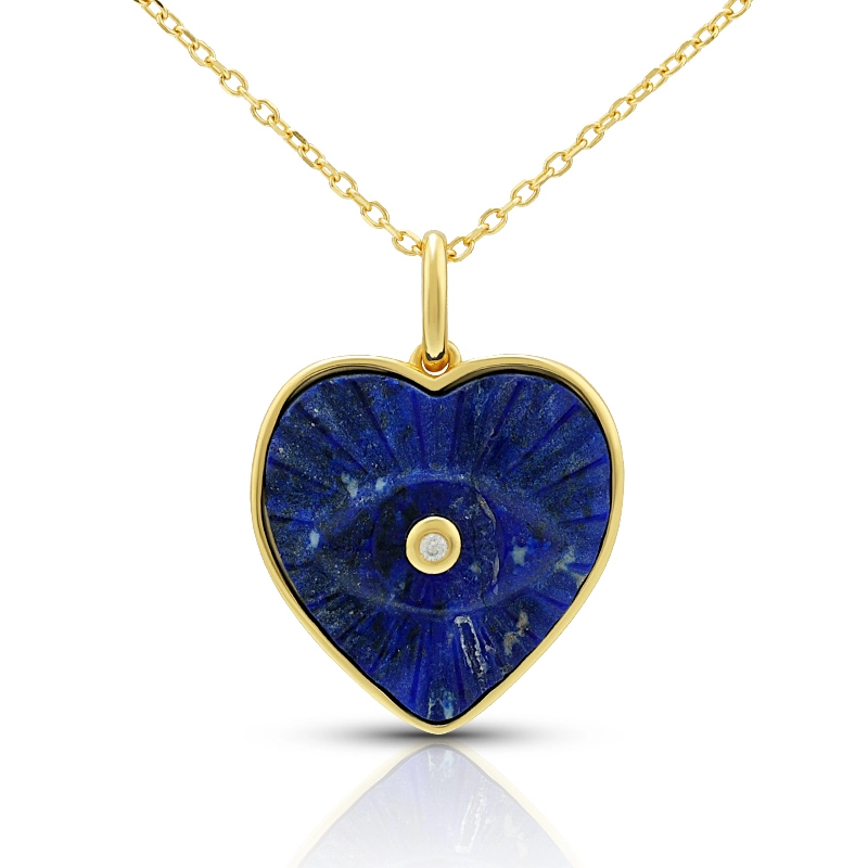 Lapis Lazuli Heart Shaped Evil Eye Necklace 1