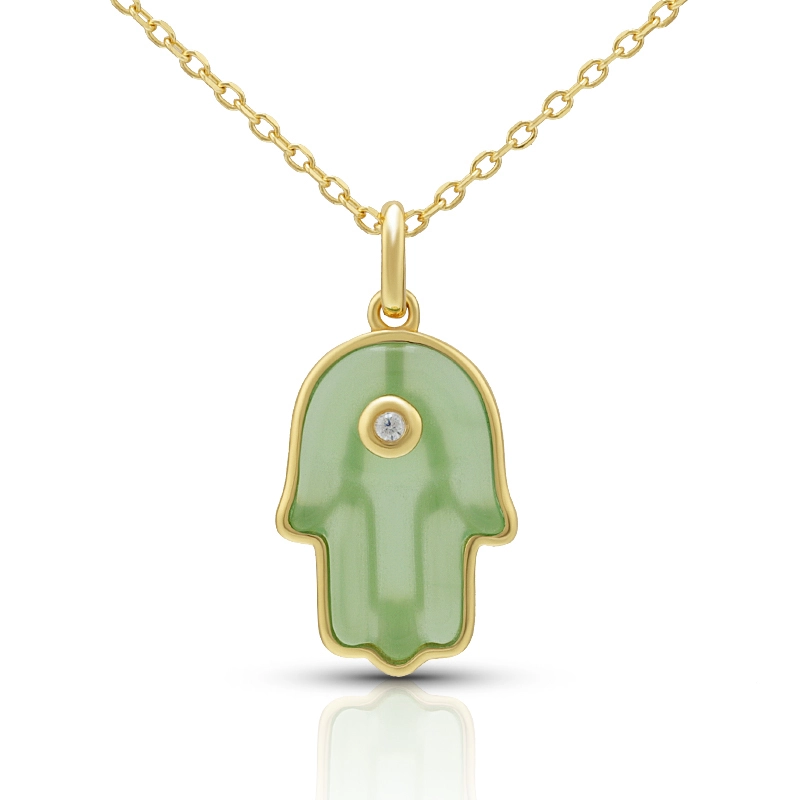 Chrysoprase Hasma Hand Necklace 1