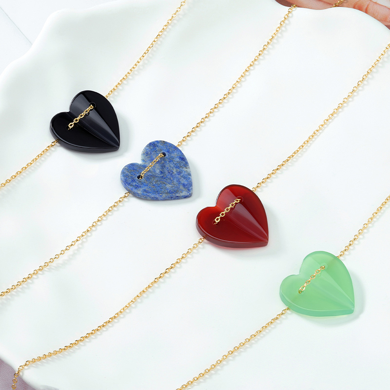 Lapis Lazuli Folded Heart Necklace 2