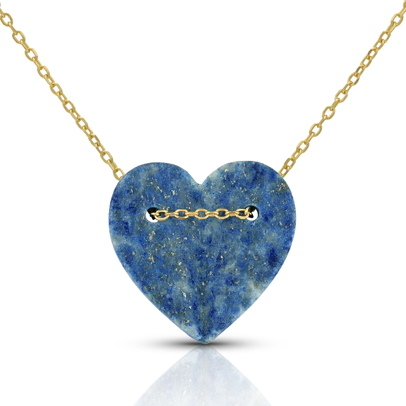 Lapis Lazuli Folded Heart Necklace 1