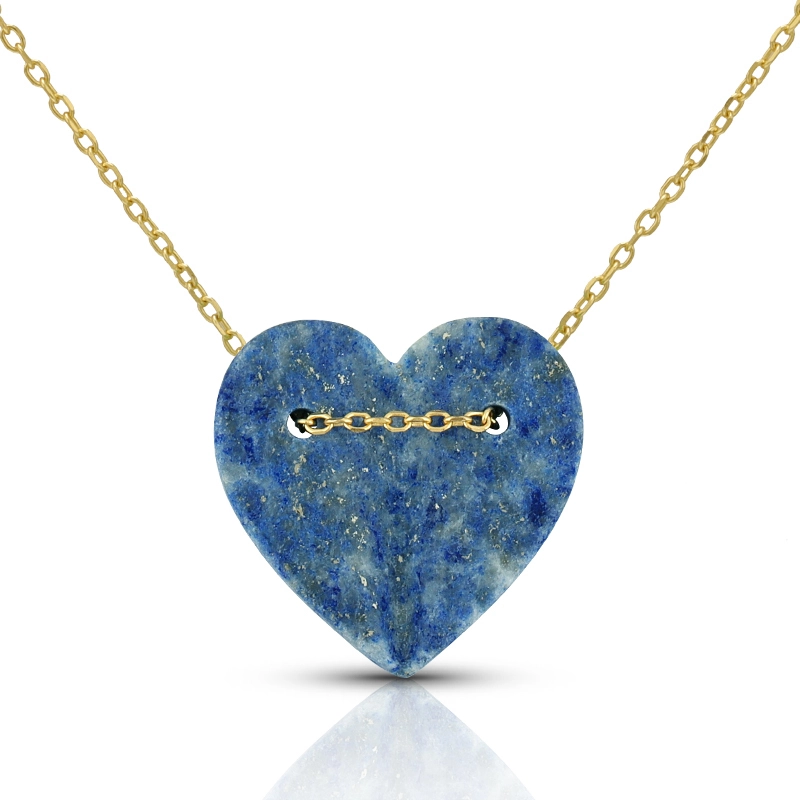 Lapis Lazuli Folded Heart Necklace 1