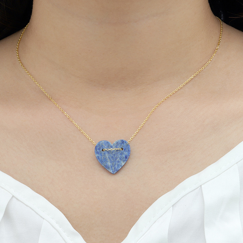 Lapis Lazuli Folded Heart Necklace 3