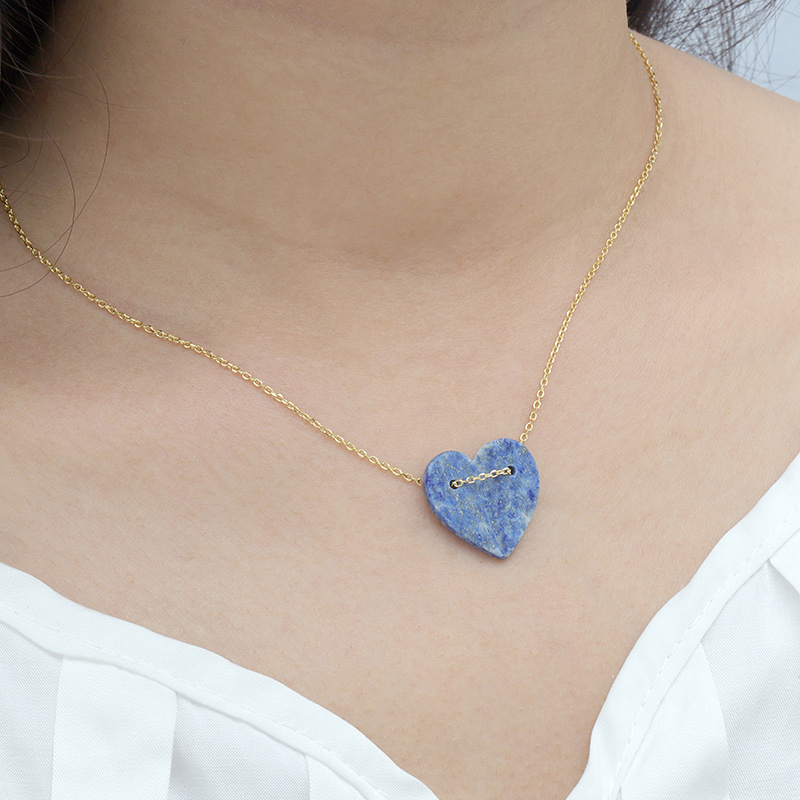 Lapis Lazuli Folded Heart Necklace 4