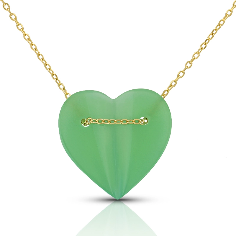 Chrysoprase Folded Heart Necklace 1