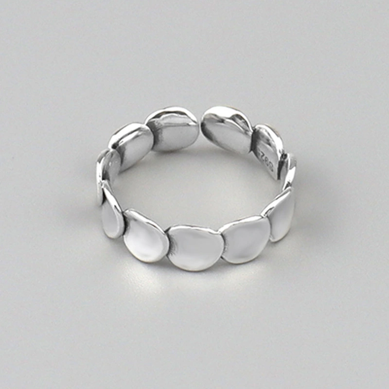 New Creative Simple Vintage S925 Sterling Silver Leaf Opening Ring For Women Jewelry 1