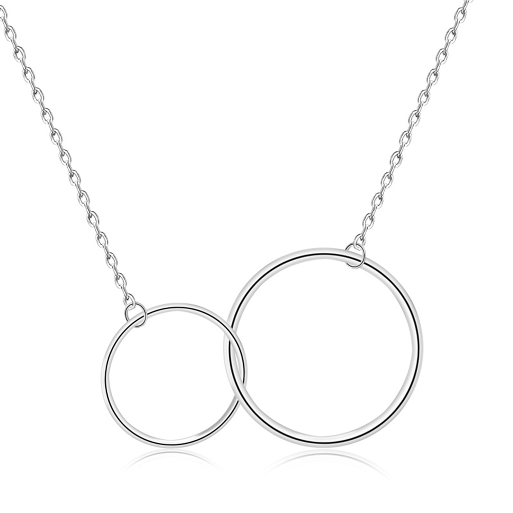 Hot 925 Sterling Silver Big Small 2 Two Double Circle Pendant Necklaces 1