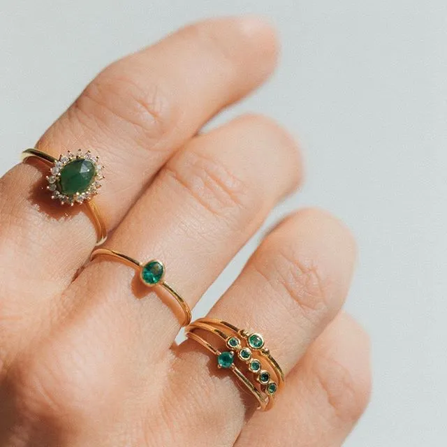 925 Sterling Silver Gold Color Fashion Simple Colorful Cube Zircon Crystal Finger Ring For Custom natural gemstones Set Jewelry 1