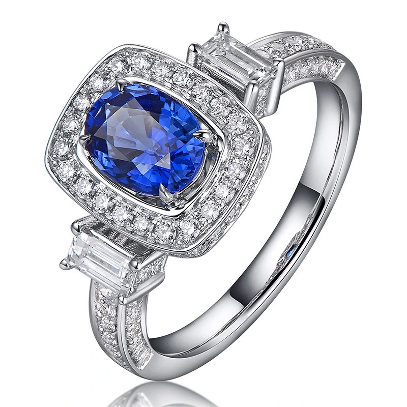 1.14 Ct Royal Sapphire 18K White Gold Ring Custom 925 Silver Jewelry With Joyas Chapadas En Oro 1
