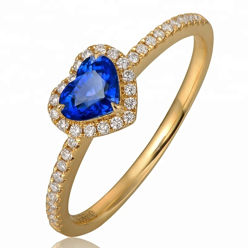 Joacii Wholesale 925 Gold Plated Sterling Silver Blue Heart Sapphire Ring With Rengas 1