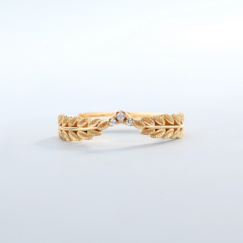 Customs 925 Sterling Silver Leaves Style Gold Plating Ring Jewelry For Woman 3