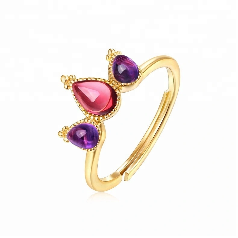 Wholesale Adjustable Crystal Setting Sterling Silver Finger Ring 1