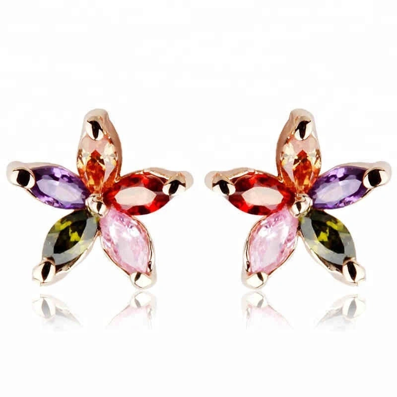 Joacii Flower Design Multi Colors AAA CZ Zircon 925 Silver Jewelry Earrings 1