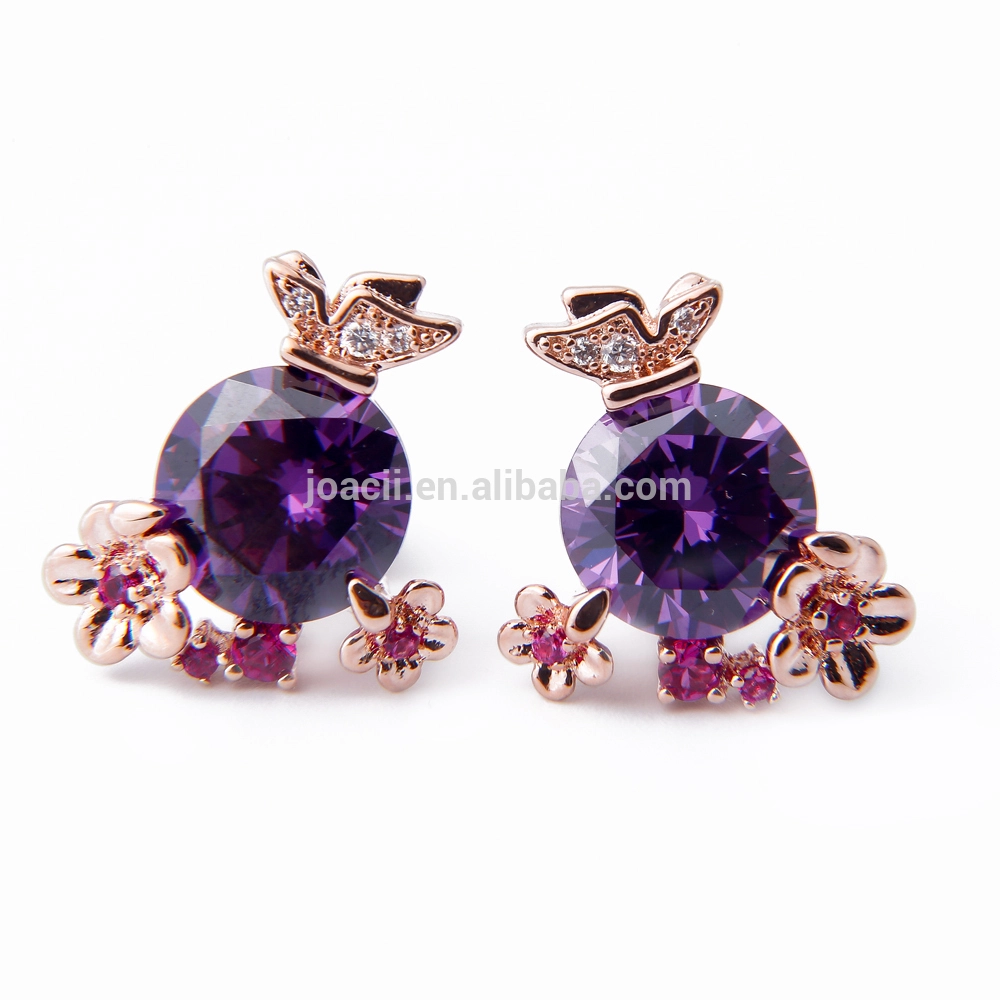 Gem ruby earrings 925 silver jewelry 18K gold plated jewelry 1