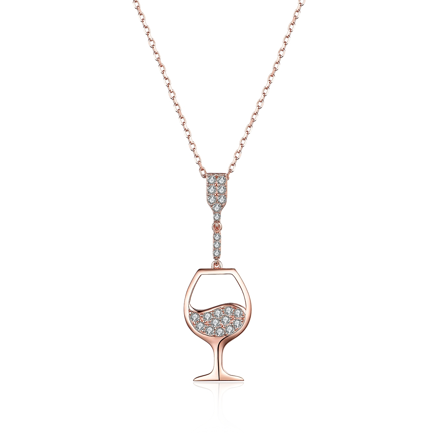 Custom 925 Sterling Silver Empty Cup Chain Red Wine Glass Necklace With Schmuck 1