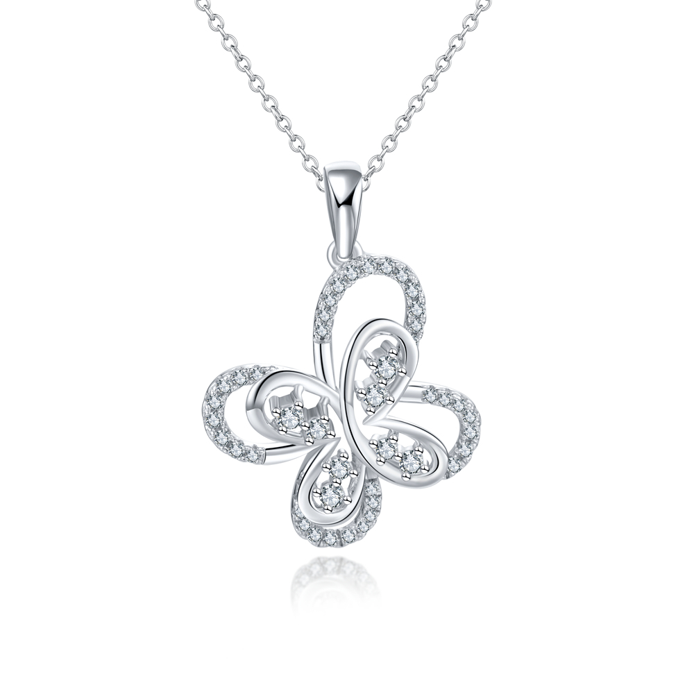 925 Sterling Silver Jewelry Gold Plated Diamond Butterfly Shaped Necklace For Women Custom Tennis Cuban Link Choker 1