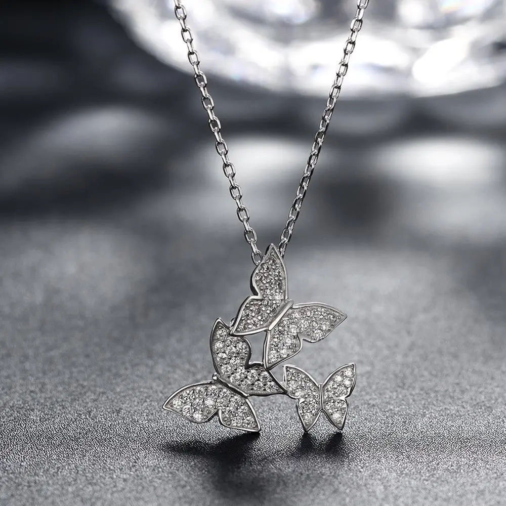 Customs White Gold Plating Butterfly Necklace 925 Sterling Silver Jewelry Necklaces With Joyas Chapadas En Oro 1