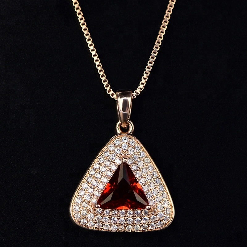Joacii Trillion Cut Ruby Gemstone Jewelry S925 Silver Iced Out Pendant Necklace 1