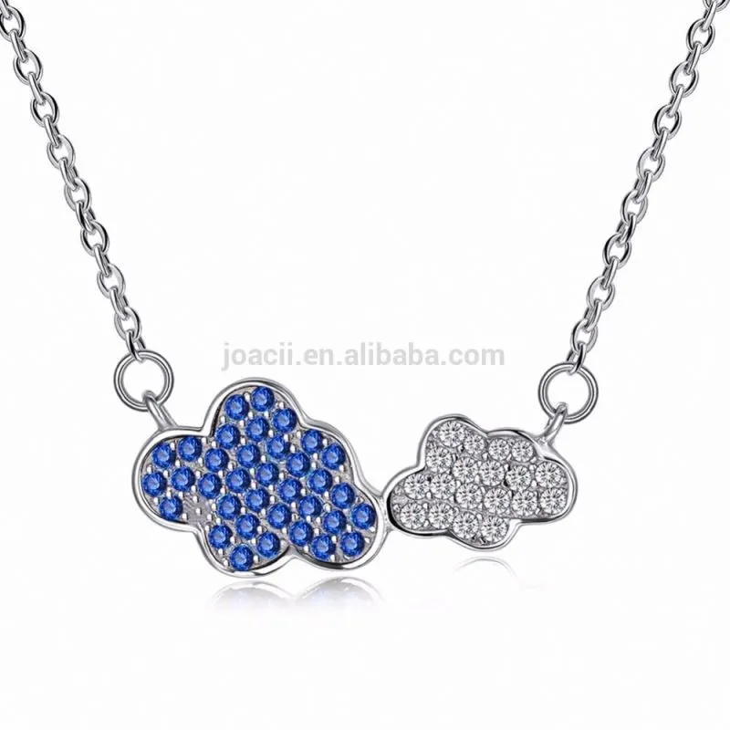 Joacii Romantic Blue Cloud Design Zircon S925 Sterling Silver Pendant Necklace With Mulier Jewelry 1