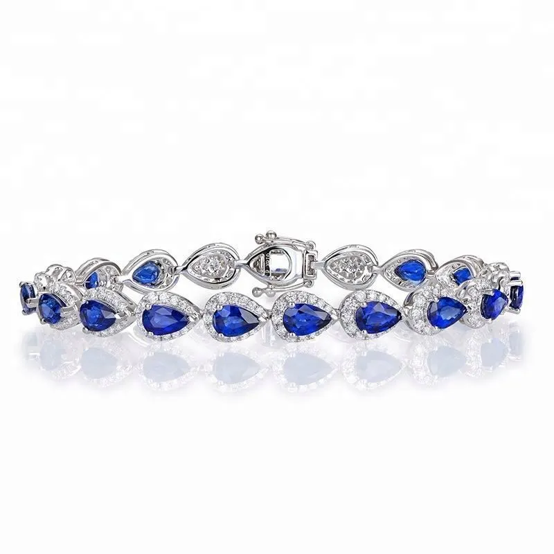 Joacii Women Fashion Sapphire Gemstone Sterling Silver Tennis Bracelets With Pulsera 1