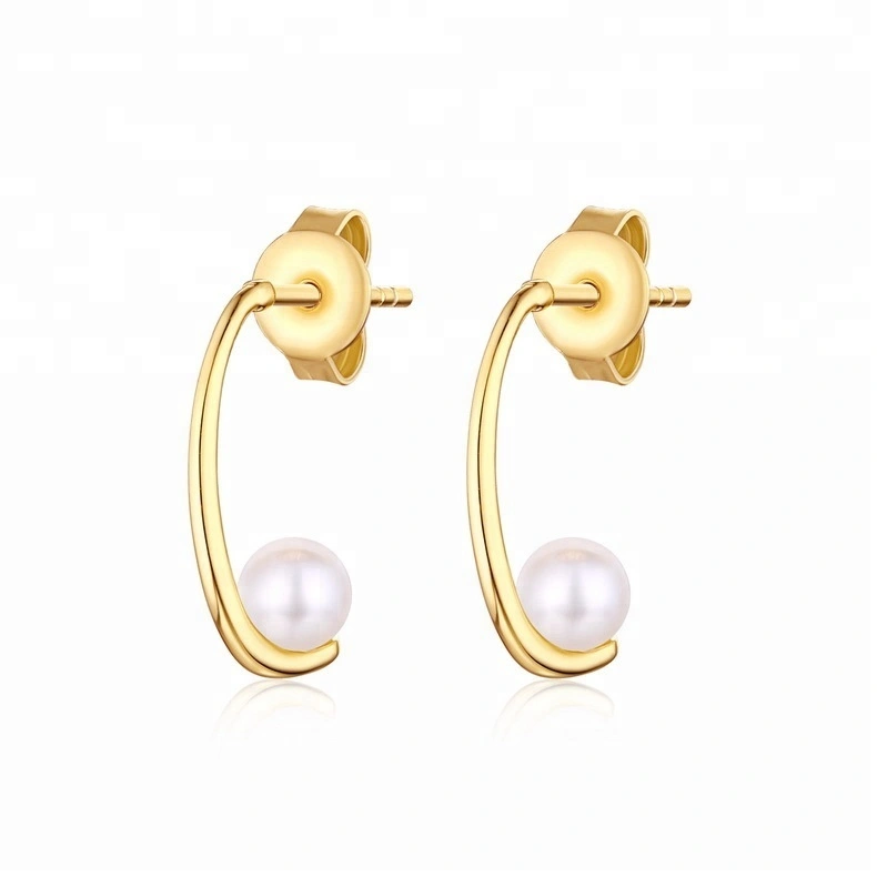 Joacii Simple Design Freshwater Pearl Earrings with 18K Gold Pllated 1