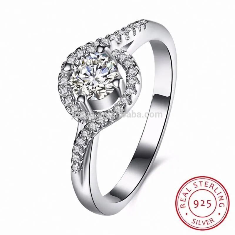 Women'S White Gold Cz 925 Silver Sterling Ring With Bague 1