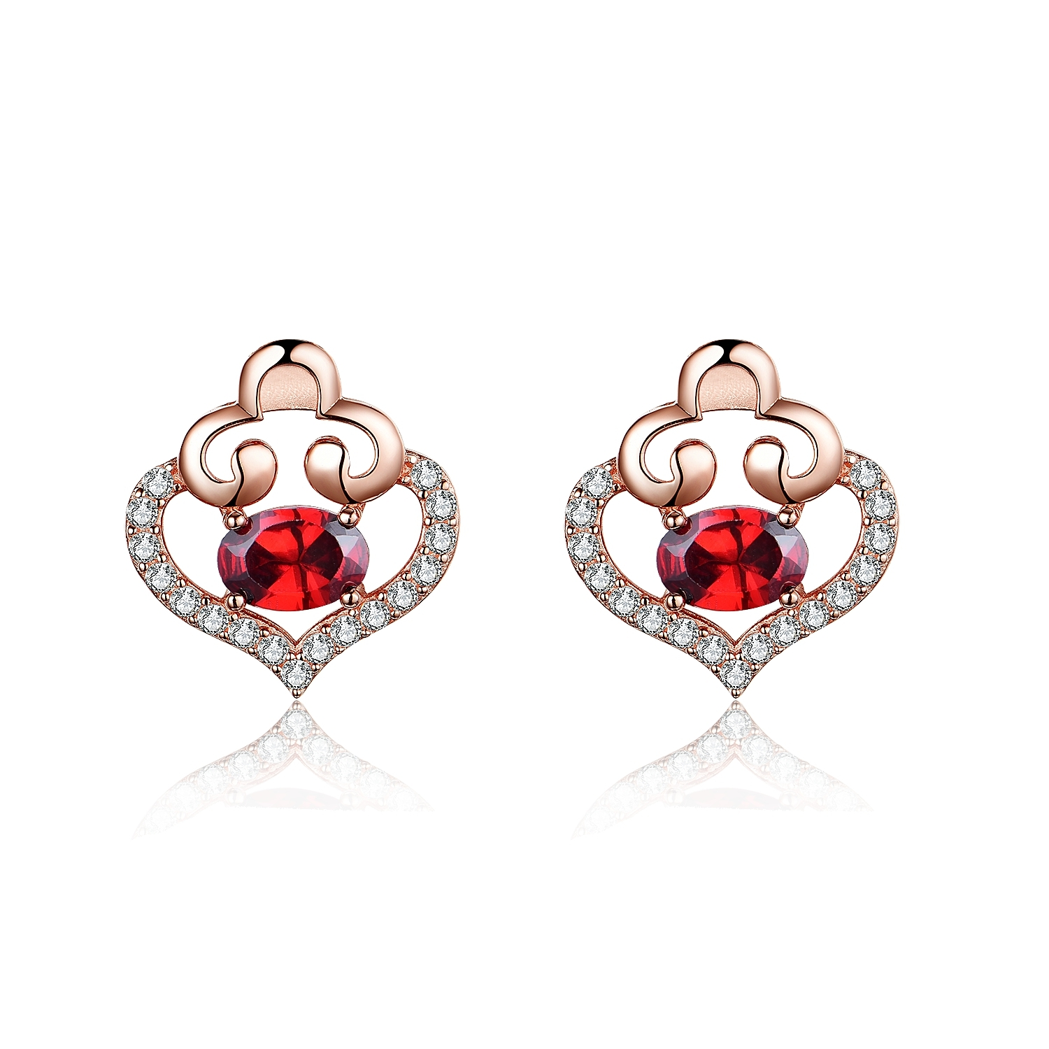 925 Sterling Silver Hollow Clouds Cubic Zircon Heart Ruby Stone Pendant Earrings Design With Brinco 1