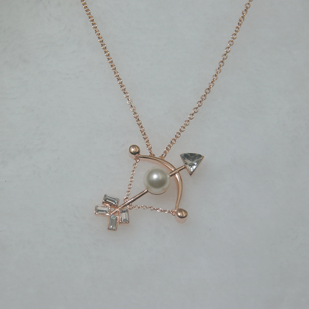 Custom Bow and Arrow Design Pearl Jewelry Sterling Silver Necklace 1