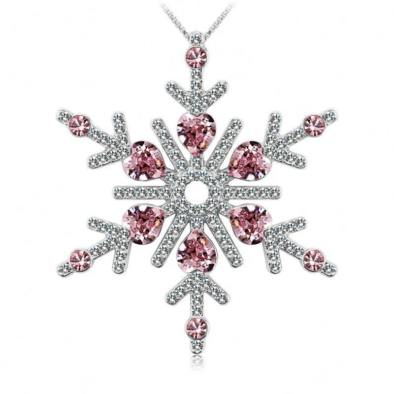 Fancy Snowflake Short Style Crystal Women Silver Necklace 1