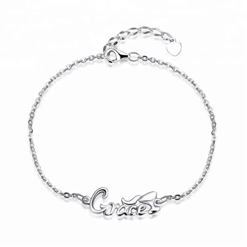 Joacii Simple Letter Charm Bracelets Jewelry Silver Chain Link Bracelets 1