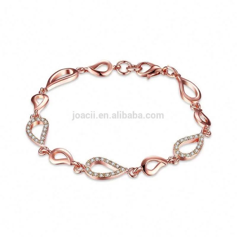 Joacii Unique 18K Rose Gold Plated Waterdrop Hollow Silver Chain Bracelet With Schmuck 1