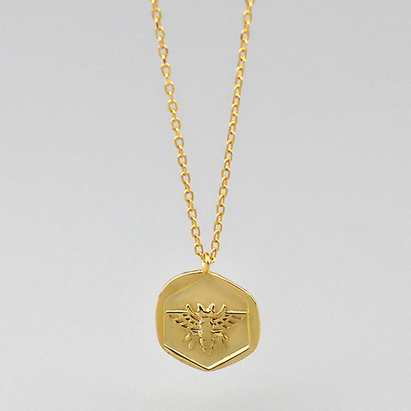 Custom 925 Sterling Silver Honey Bee Coin Necklace For women 1