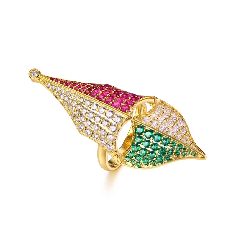 Colorful Gold Stereo Mask DesignSilver 925 Ring Jewelry 1