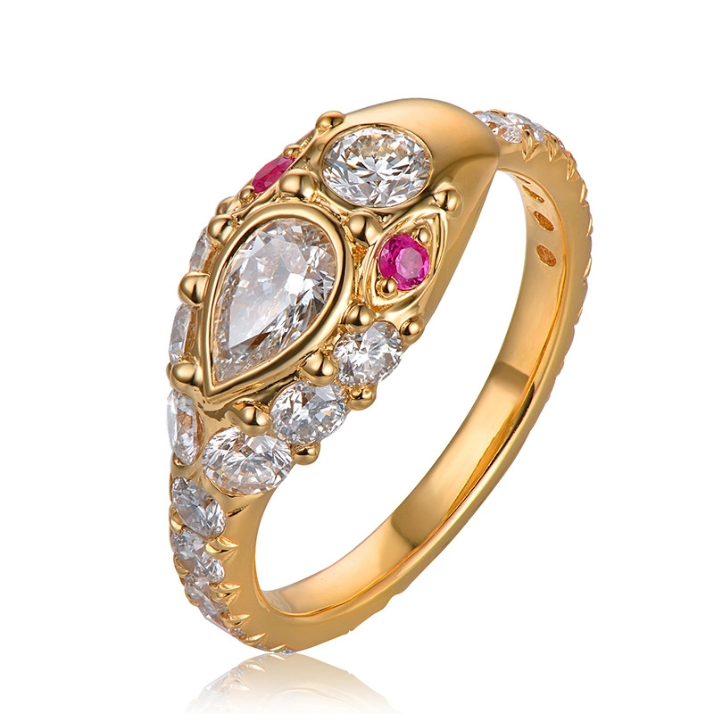 Unique Style Colorful Gemstone Gold Plated Silver Ring Jewelry 1