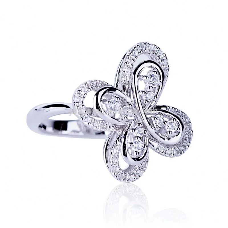 Butterfly Silver Engagement New Design Ladies Finger Ring With Guldplaterade Smycken 1
