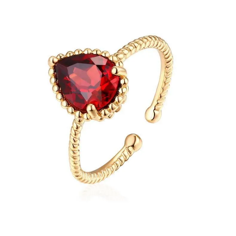 Gold Elegance Waterdrop Shape Crystal Classic Silver 925 Ringjewelry With Smycken 1