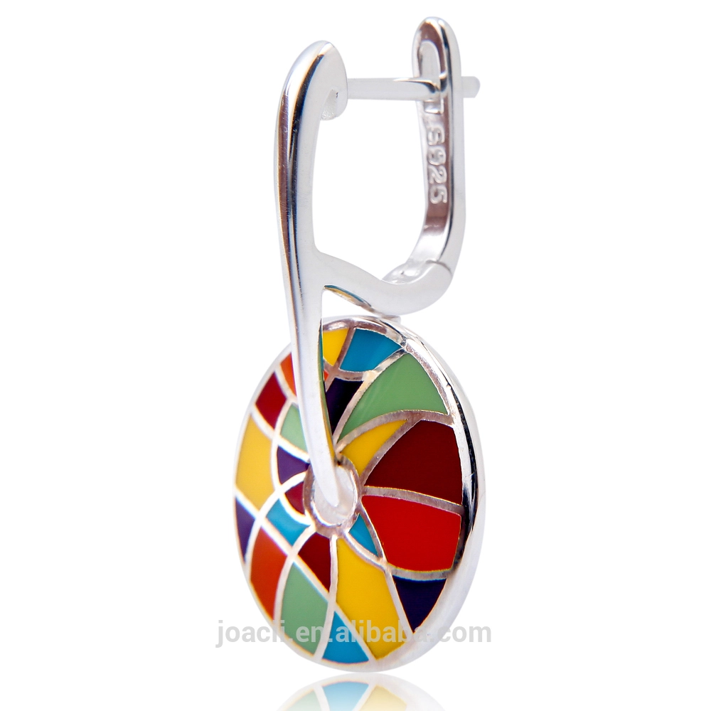 Joacii Dainty Girls and Women Fashional Colorful Enamel 925 Silver 18K gold plated Jewelry Drop Earring 1