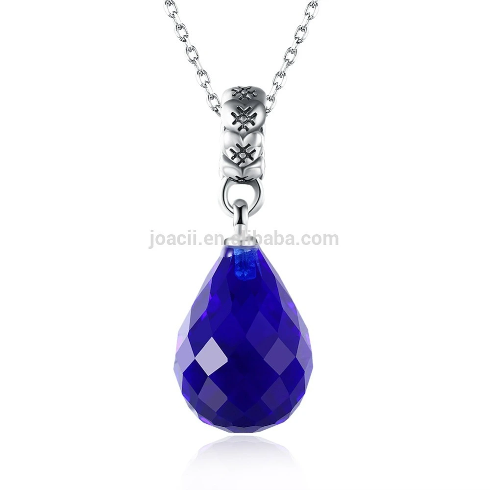 Big Stone Pendant Jewelry Silver Plated Zircon Pendant Necklace 1