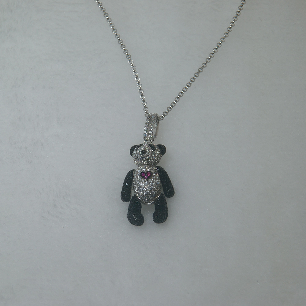 Custom Bear Shape S925 Sterling Silver Pendant Necklace Jewelry 1